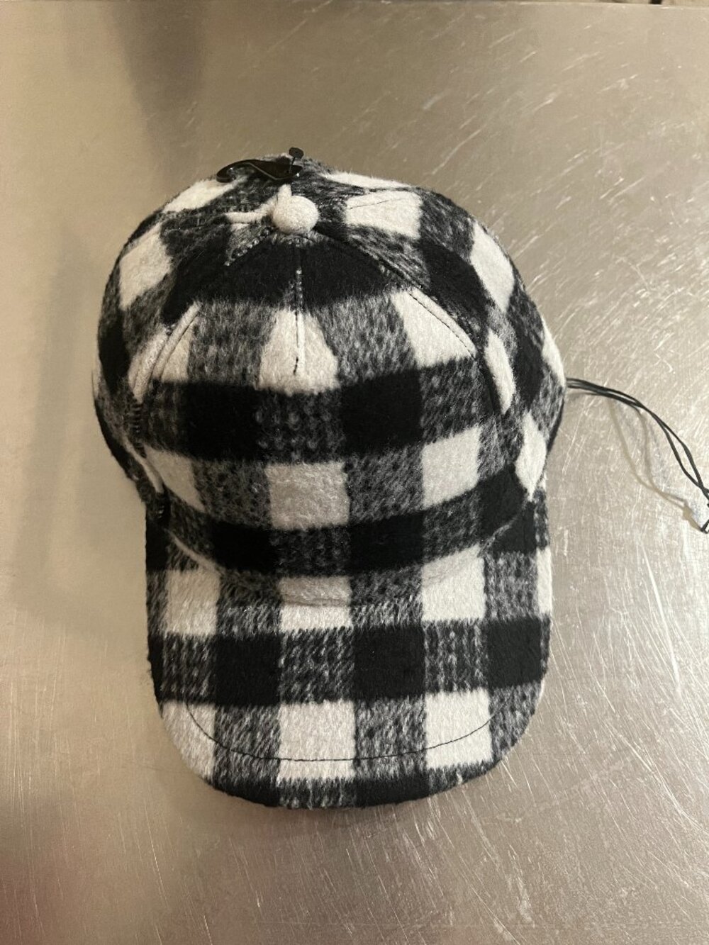ALL SAINTS White Check Pattern Adjustable Baseball Cap NWOT
